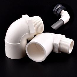 Watering Equipments 1Pc 20 25 32mm To 1/2" 3/4" 1" White PVC Male Thread 90 Degrees Elbow Equal Reducer Coupling Garden Irrigation Adapter