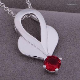 Pendant Necklaces Silver Plated & Pendants Fashion Jewellery Double Heart Inlaid Red Stone /csealjla Eeqamvxa AN872