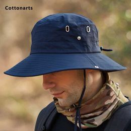 Wide Brim Hats Summer men's breathable sun hat outdoor fishing hat sun protection solid Colour fisherman hat big eaves travel women's Beh caps P230311