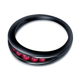 Luxury red brilliant-Cut diamond Wedding black Ring Set For Women men Engagement Band 18K gold filled Eternity Jewelry Zirconia size 6 7 8 9