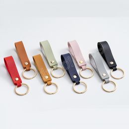 8 Colours Men PU Leather Keychain Casual Unisex Business Leather Strap Lanyard Car Key Chain Organiser Ring