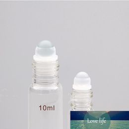 5 10ML Clear Roll on Glass Bottle Empty Fragrance Perfume Essential Oil Roller Ball Bottles 10Ml Glass Roller White Plastic Lid Bottle