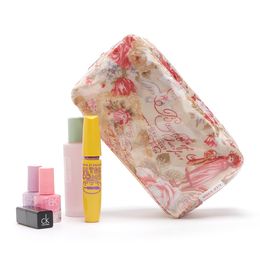 10pcs fashion Pink Peony Flowers Storage Bag Square Shape Waterproof Zipper Famous Beauty Cosmetic Case Luxury 18x5x10cm Small Makeup Organiser With Zipper