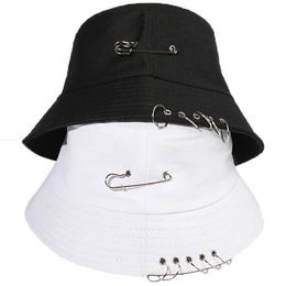 Wide Brim Hats Unisex Brooch Ring Bucket Hat Men Women Pop Outdoor Fishing Fisherman Cap Sun Hats Summer Sunscreen Panama Hat Beh Cap Bonnet P230311