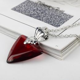 Pendant Necklaces Red Heart Crystal Necklace Fashion Anime Jewelry Simple Choker Chain Gift Women Clothing Accessories