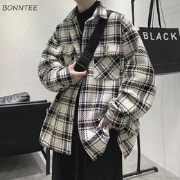 Men's Jackets Jackets Men Japanese Plaid Design Dynamic Button Up Handsome Streetwear Casual Korean Stylish Teens Baggy Harajuku All-match 230325