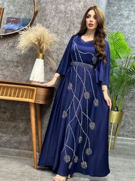 Ethnic Clothing Turkey Muslim Dress Women Abaya Diamond Lace-up Party Dresses Moroccan Kaftan Ensemble Femme Musulmane Jilbab Hijab Vestidos 230325