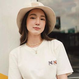 Women's T Shirts 2023 High Quality Cotton Fashion Casual T-shirt Women's Summer Brand Embroidered Logo Short Sleeve Top