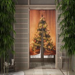 Curtain Christmas Tree Door Dining Room Kitchen Santa Claus Partition Curtains Drape Entrance Hanging Half-Curtains
