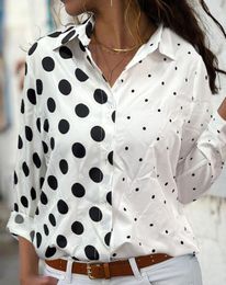 Women's Blouses Women's Polka Dot Print Long Sleeve Shirt Europe & America Spring Summer Plain Button Design Daily Fashion Casual