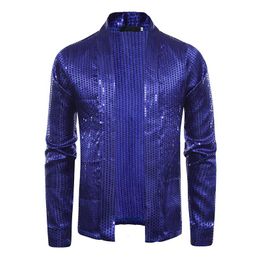 Men's Suits & Blazers Royal Blue Sequins Suit Blazer Men DJ Nightclub Mens Jacket Brand Slim Fit Cardigan Jackets Stage Singers Costume Homm