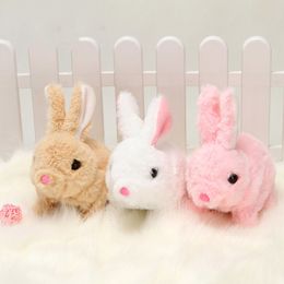 Electronic Plush Toys Electric Plush White Rabbit Stuffed Bunny Interactive Soft Bunny Toy Mumble Walking Baby Educational simulation kids cute Toy 230325