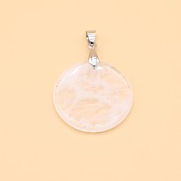 Charms Reiki Healing Crystal Pendant Round Natural Stone Clear Quartz For Jewellery Making DIY Necklace Accessories Wholesale Lots