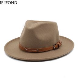 Stingy Brim Hats Vintage Wool Soft Felt Fedora For Men Women Autumn Winter Curved Trilby Jazz Gentleman Party Dress Cap 230325