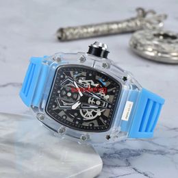 Men's watch transparent hollow design adjustable calendar small movement sports trend watches business quartz women's watch aa