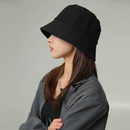 Wide Brim Hats Classic Blk Cotton Bucket Hat Women Men Outdoor Travel Sun Protection Fisherman Cap Adult Unisex Adjustable Bob Panama Hat P230311