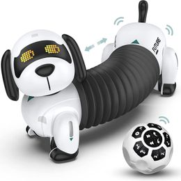 Animali elettrici/RC Dog robot intelligente 2.4G bambino Wireless Remote Controling Talking Smart Electronic Dog Toys for Kids Grammable Regali 230325