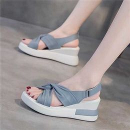 Sandals Wedge Heel Fashion Sandals Women 2022 Summer New Sexy Highheeled Fairy Wind Open Toe Comfortable Women's Shoes Z0325