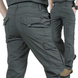 Men's Pants High Quality City Tactical Cargo Pants Men Waterproof Work Cargo Long Pants with Pockets Loose Trousers Many Pockets W0325