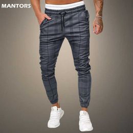 Men's Pants Plaid Man Pants Social Slim Trousers Skinny Business Office Work Mens Pant Summer Joggers Sweatpants Streetwear Mens Clothes W0325