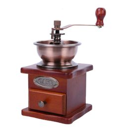 Manual Coffee Grinders Antique Coffee Grinder Mill Manual Hand Crank Wooden Bean Grind Classic Retro vintage style mill coffee bean grinder hand crank 230324