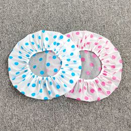 Thickened Shower Cap Designer Colour Dot Print Waterproof PVC Adult Shower Cap Anti-oil Shower Cap