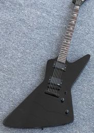 Legend de rock Metallic James Hetfield Gloss Black Explorer Electric Guitar Naja Snake Inlay China Pickups activo EMG Batería B7853781