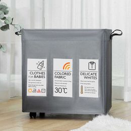 Storage Boxes Bins 120L Laundry Basket Sorter Toy Storage Room Organiser 3-Bag with Card Pocket Fabric Handle Waterproof Cesto Ropa Sucia P230324