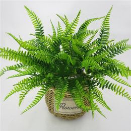 Decorative Flowers Green Plant Simulation Fern Leaves Artificial Fake Shrub For Flower Arrangement