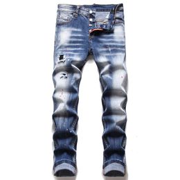 Men's Jeans Jeans Man Pants Designer Black Skinny Stickers Light Wash Ripped Motorcycle Revival Joggers True Religions