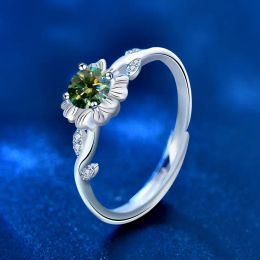 925 Sterling Silver SUNFLOWER Emerald Rings for Women Engagement