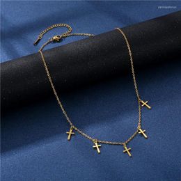 Pendant Necklaces Unique Femme Metal Gold Colour Jesus Cross Necklace Stainless Steel Chain For Men Women Hip Hop Jewellery