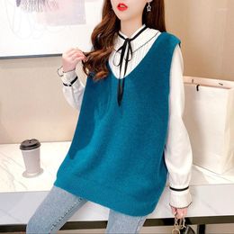 Women's Vests Plus Size Vest Women Autumn Winter Female Knitted Sweater Ladies Pullover Tops School Teenager Girls Waistcoat Pull Femme