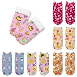 Women Socks Fashion Candy Print 3D Kawaii Ankle Licorne Femme Girls Cute Short Funny Cotton Happy Calcetines 7ZJQ-ZWS14