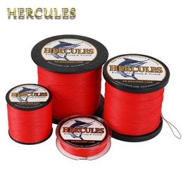 Fishing Accessories Hercules Fishing Line 6-100LB Braided Line For Carp Fishing 4 Strands Red Multifilament PE Wire 100M-2000M Russia Gifts For Men P230325