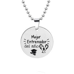 Pendant Necklaces Fashion Mejor Profe Del Aho Spanish Teacher's Day Gift Stainless Steel Necklace Female Jewellery