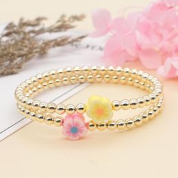 Strand Go2BoHo Gold Plated Ball Beaded Bracelet Handmade Fashion Jewellery Minimalist Everyday Flower Bracelets For Women Jewellery Gift