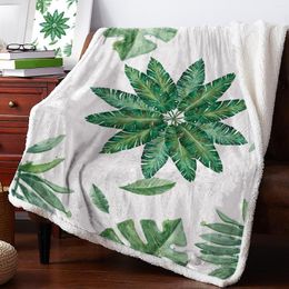 Blankets Leaves Green Plant Fresh Printed Fleece Blanket For Beds Sherpa Throw Adults Kids Sofa Bed Cover Soft