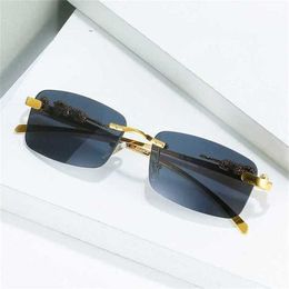 Designer Men's and Women's Beach Couple Sunglasses 20% Off Card metal leopard head frameless fashion optical glasses sunglassesKajia