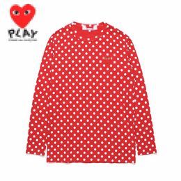 Designer TEE Men's T-shirts CDG Play Com des Garcons Long Sleeve T-Shirt XL Unisex White Red Polka Dot Heart Streetwear