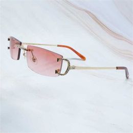 Luxury Designer Fashion Sunglasses 20% Off Men Women Rimless Arrival Rhinestones Man Sunglass Wire Iced Out Shades EyewearKajia