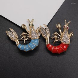 Brooches Fashion Alloy Red Blue Crayfish Brooch Women's Clothing Accessories Jewellery Batch