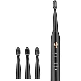 Ultrasonic Sonic Electric Toothbrush USB Rechargeable Tooth Brushes 2 Minutes Timer Teeth Brush With 4Pcs Replacement Head