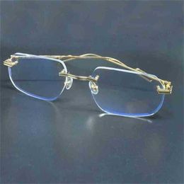 Luxury Designer High Quality Sunglasses 20% Off Clear Eye Frames Men Rimless Metal Prescription Espejuelos Mujer Glasses For WomenKajia