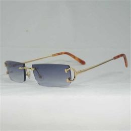 Luxury Designer Fashion Sunglasses 20% Off Vintage Small Lens Wire Men Rimless Square Women for Outdoor Club Clear Frame Oculos Shades