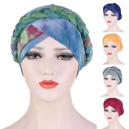 Ethnic Clothing Print Flower Bonnet Hat Women Stretchy Turban Head Cover Round Chemo Cap Hair Accessories Muslim Headwear