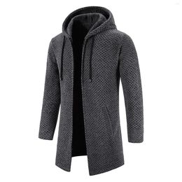 Men's Sweaters Autumn And Winter Cashmere Men's Cardigan Chenille Outer Sweater 2023 Fashion Solid Hooded Zipper Warm Knitted Coat