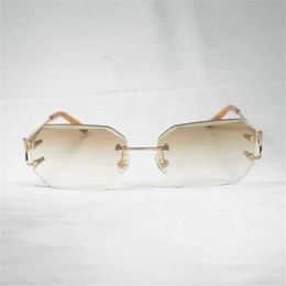 Luxury Designer High Quality Sunglasses 20% Off Vintage Rimless Wire Men Eyewear Women For Summer Diamond Cutting Clear Glasses Metal Frame Oculos GafasKajia