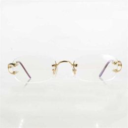 Women's fashion designer sunglasses Vintage Eye For Women Metal Clear Rimless Optical Glasses Frame Womens Eyeglasses Brand Men AccessoriesKajia