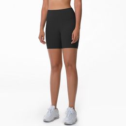 LL Original Yoga Shorts Nude Feeling High Waist Abdominal Lifting Buttock Elastic Shaping Fitness Cycling Sports Three-Point Pants Women
